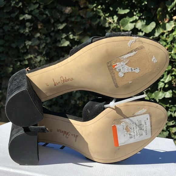 Sam‎ Edelman Yancy Black Suede Block Heel Sandal 10 - Picture 5 of 5